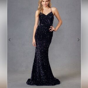 Elegant Black Sequin Maxi Dress